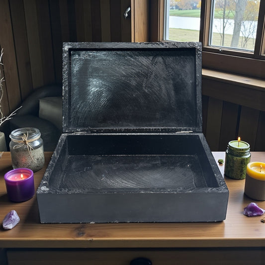 Black Soapstone Elemental Balance Box Pentacle Symbol Engraved