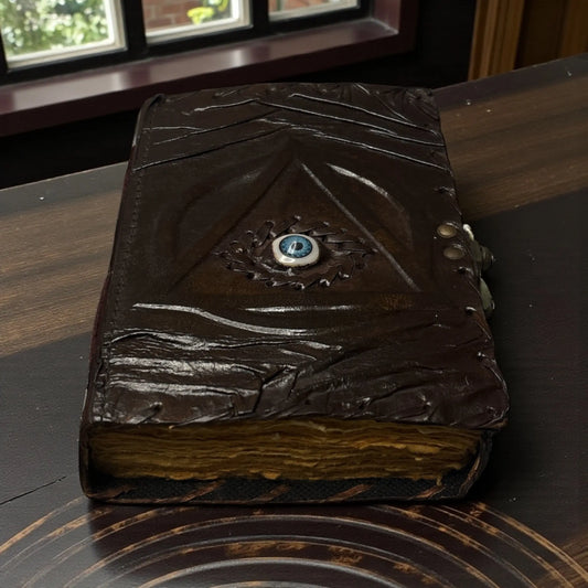 Evil Eye Handmade Leather Journal – Deckle Paper, 200 Pages - Soulara Life