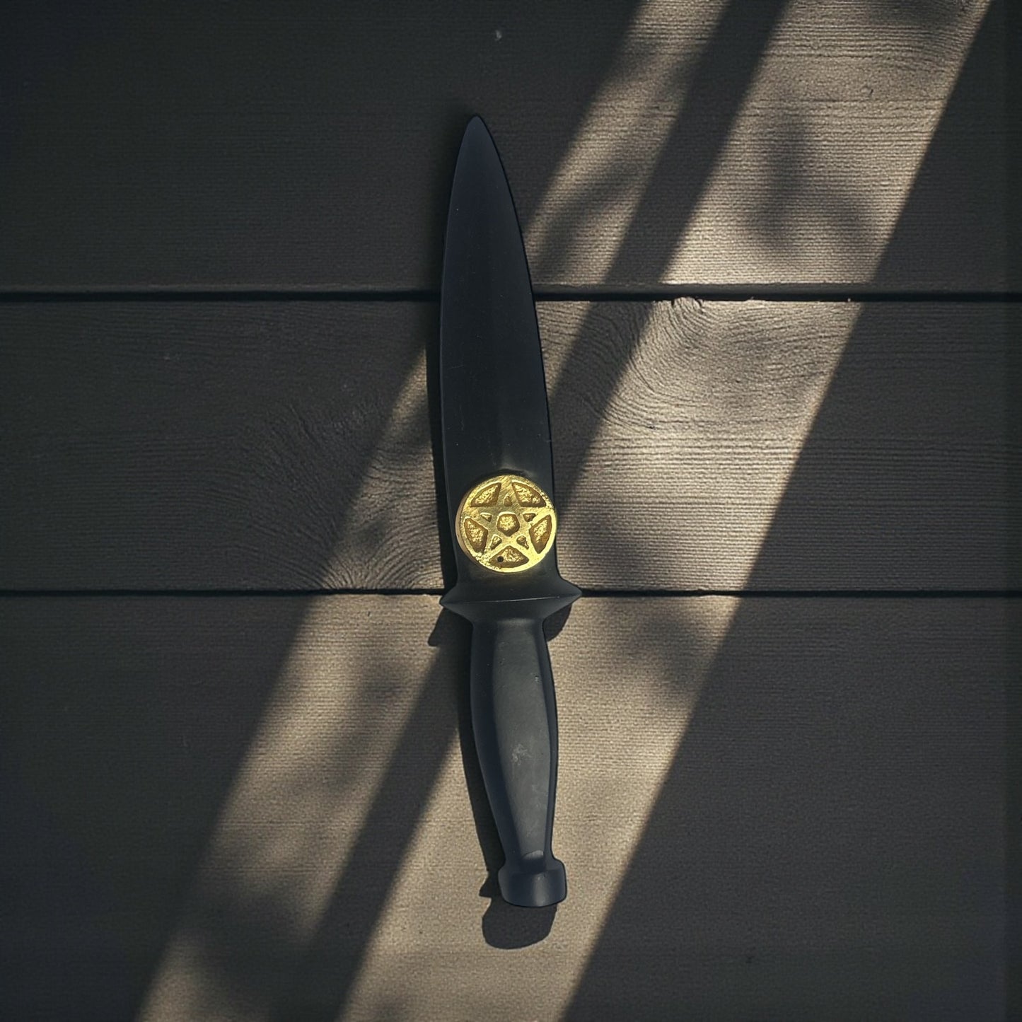 Black Athame with Golden Pentacle Symbol