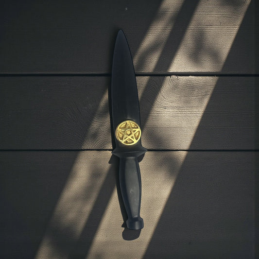 Black Athame with Golden Pentacle Symbol