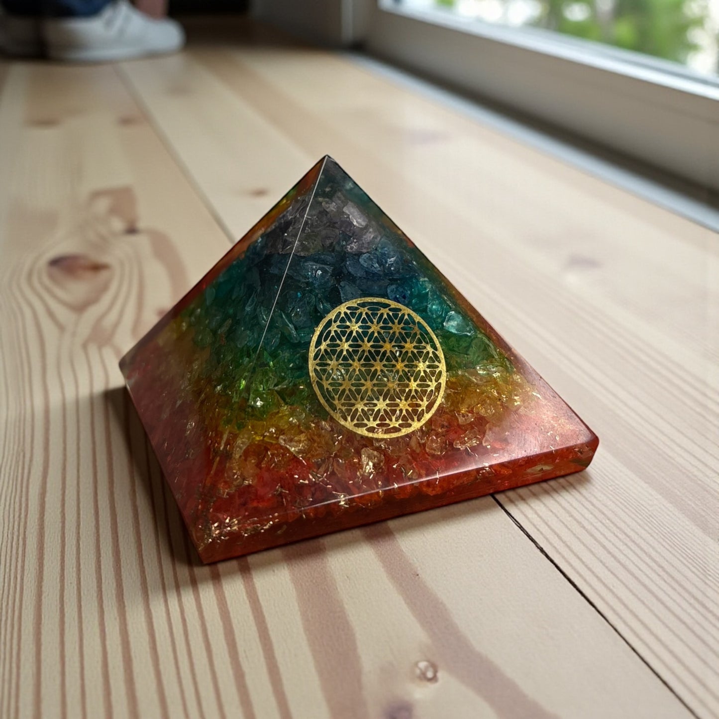 7 Chakra Flower of Life Orgone Pyramid