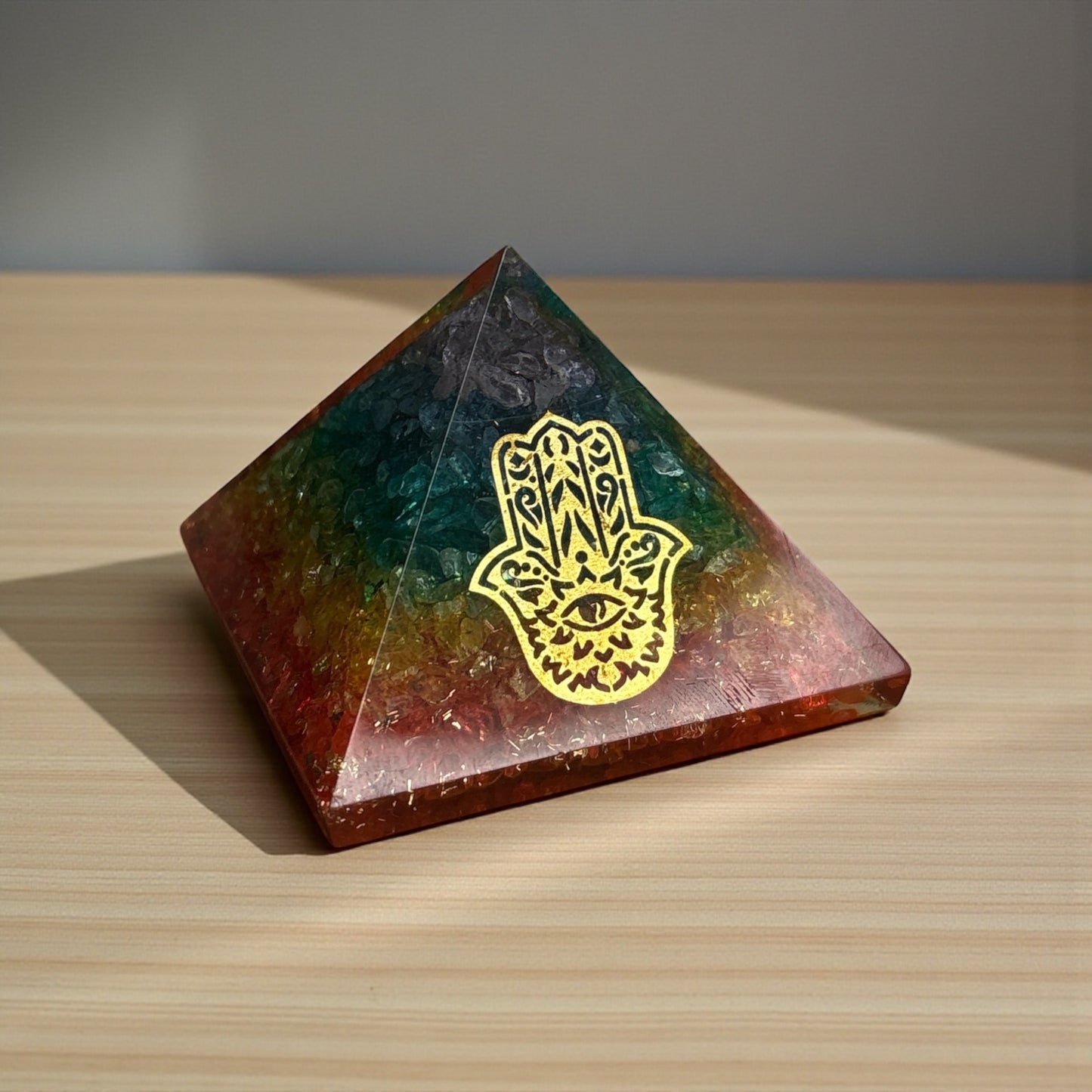 7 Chakra Hamsa Orgone Pyramid