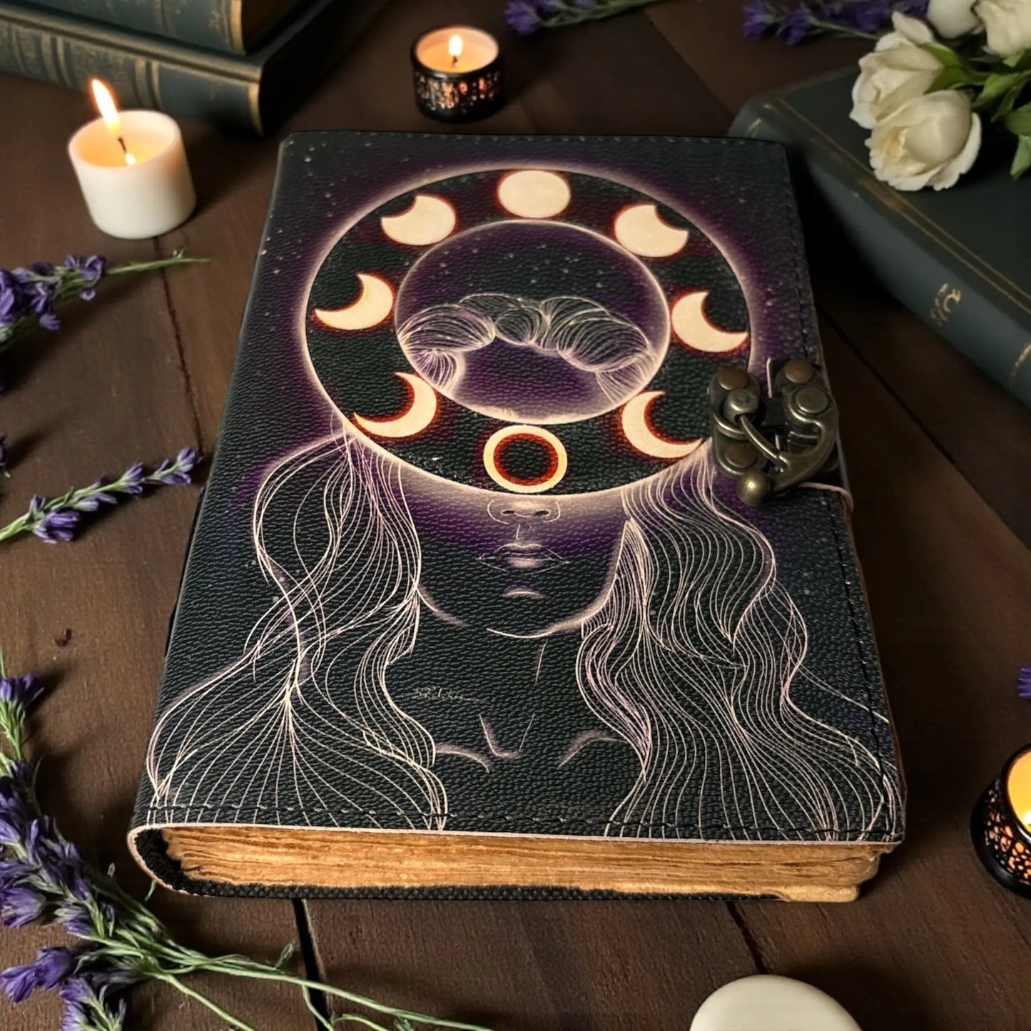 Goddess Phases of Moon Journal – 200 Pages | Handmade - Soulara Life