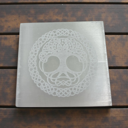 Selenite Tree of Life Square Plate - Soulara Life