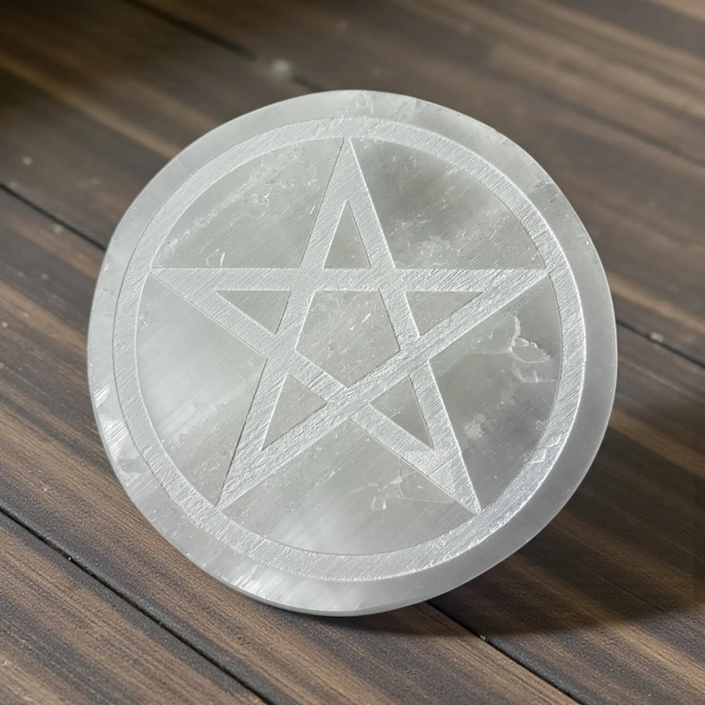 Selenite Pentacle Round Plate - Soulara Life