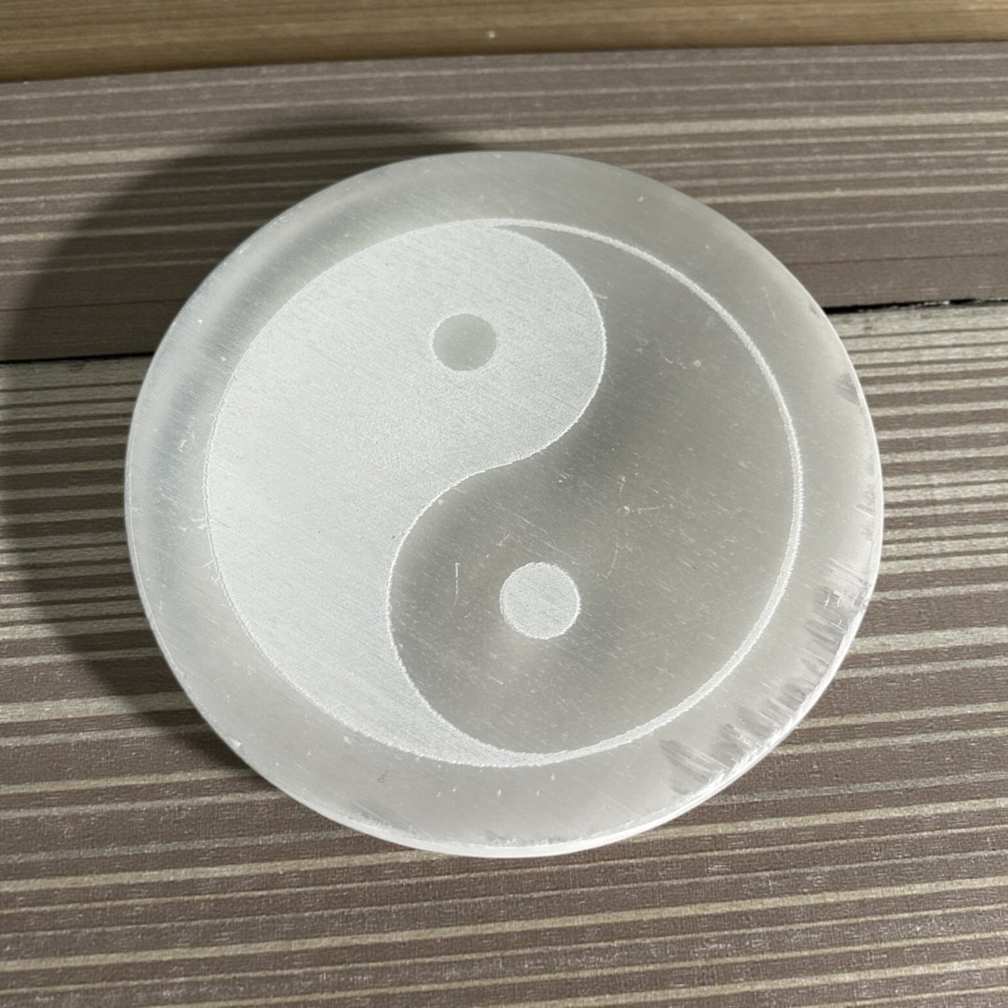 Selenite Yin Yang Round Plate