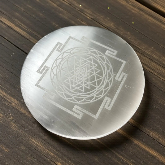 Selenite Shree Yantra Square Plate - Soulara Life
