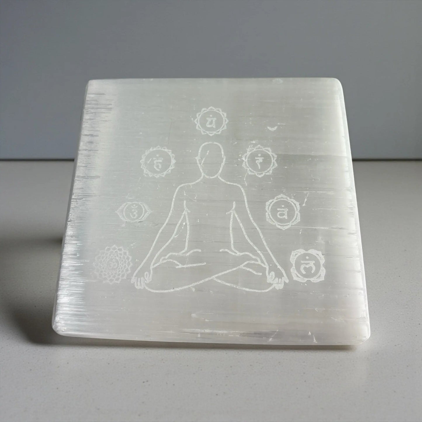 Selenite 7 Chakra Square Plate - Soulara Life