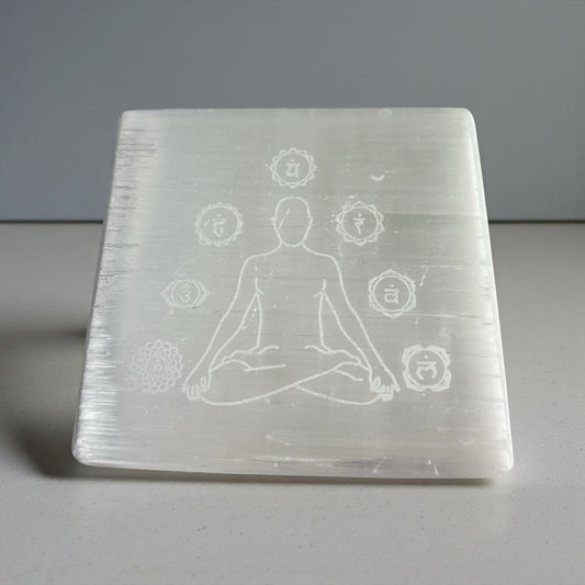 Selenite 7 Chakra Square Plate - Soulara Life