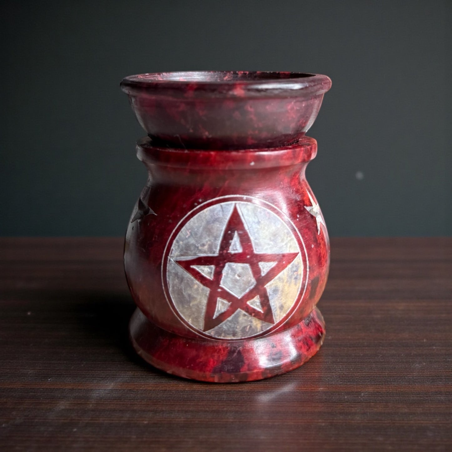 Soapstone Oil Burner – Pentacle Design