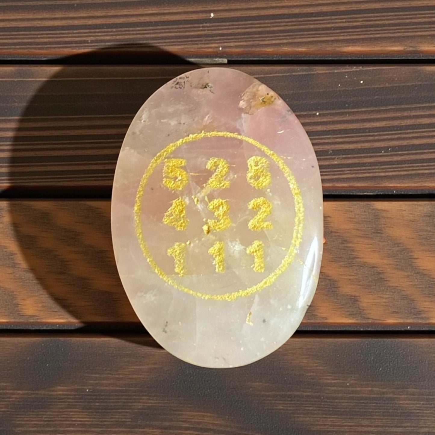 Zibu Symbol Palm Stone – Love Symbol Engraved on Rose Quartz