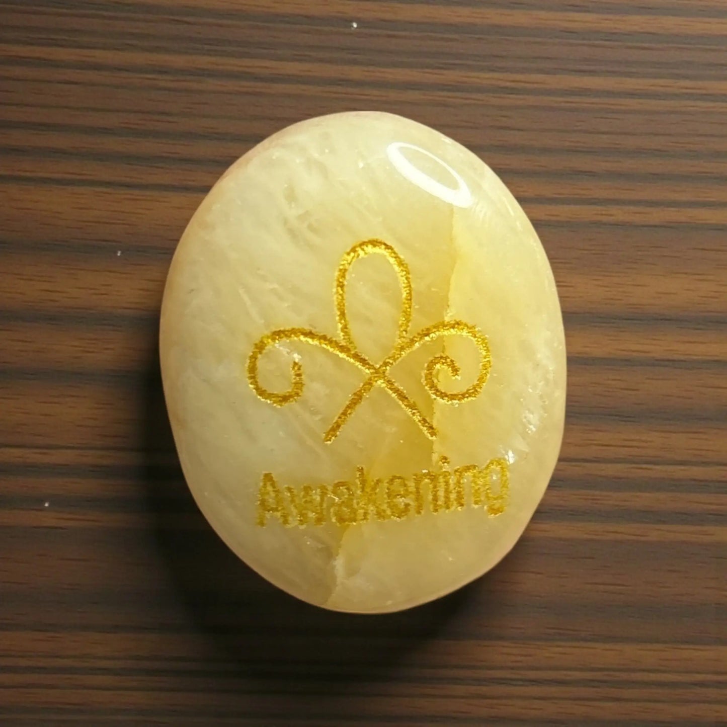Zibu Symbol Palm Stone – Awakening Symbol Engraved on Citrine - Soulara Life