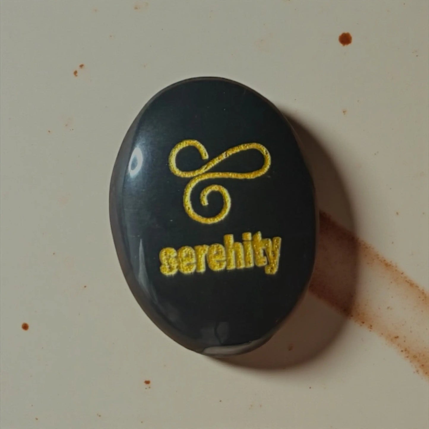 Zibu Symbol Palm Stone – Serenity Symbol Engraved on Natural Black Tourmaline - Soulara Life