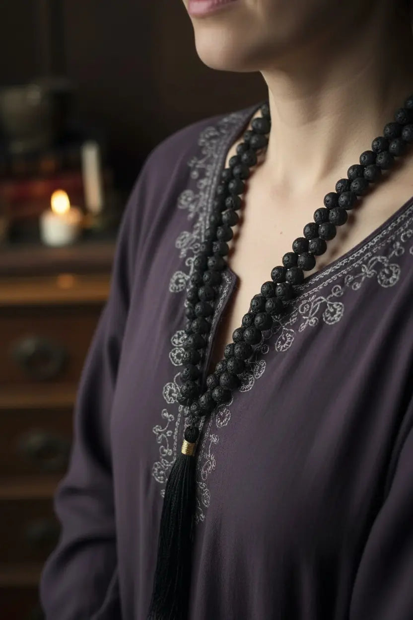 Lava Stone Jaap Mala – 108 Beads - Soulara Life