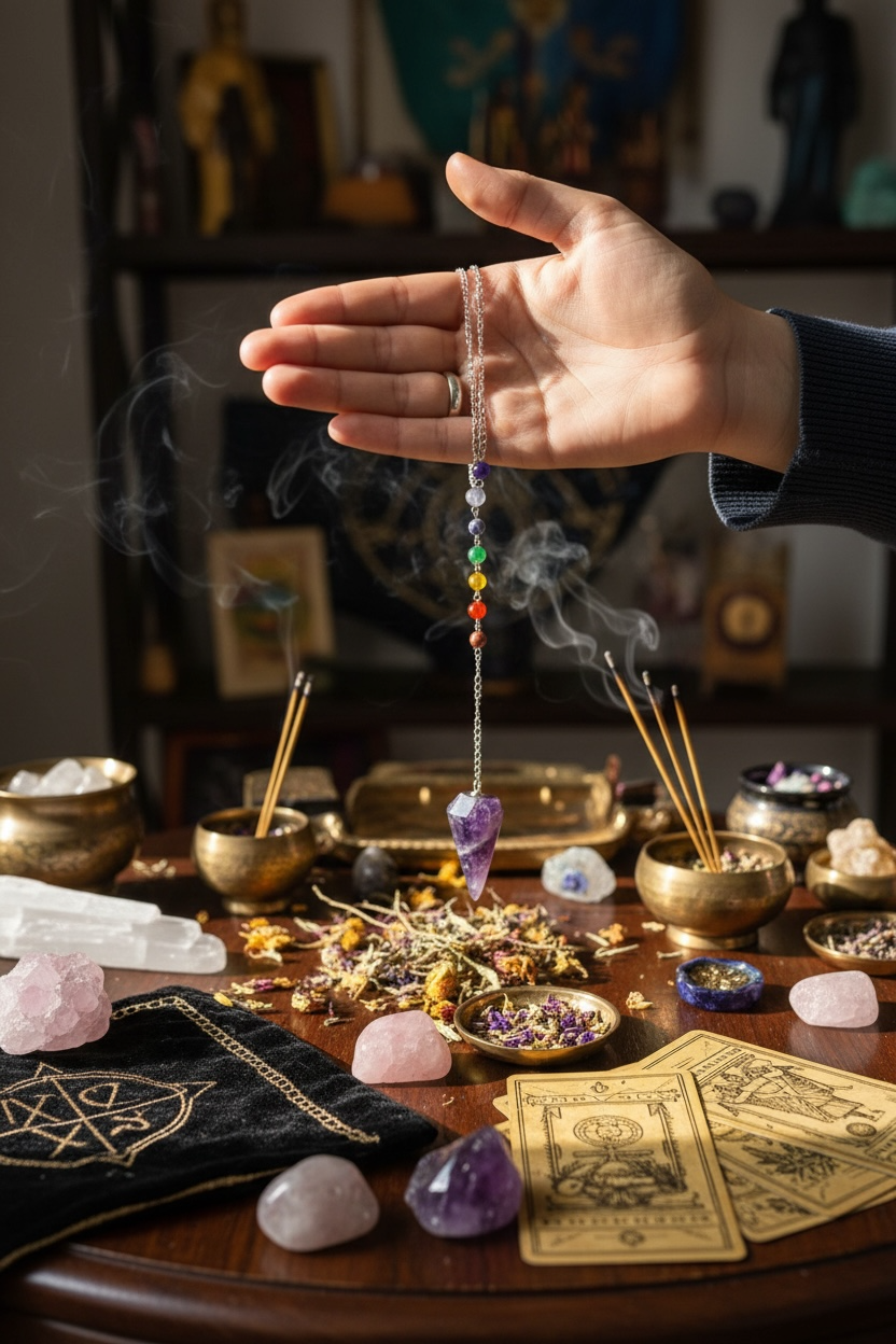 Amethyst 7 Chakra Chain Pendulum