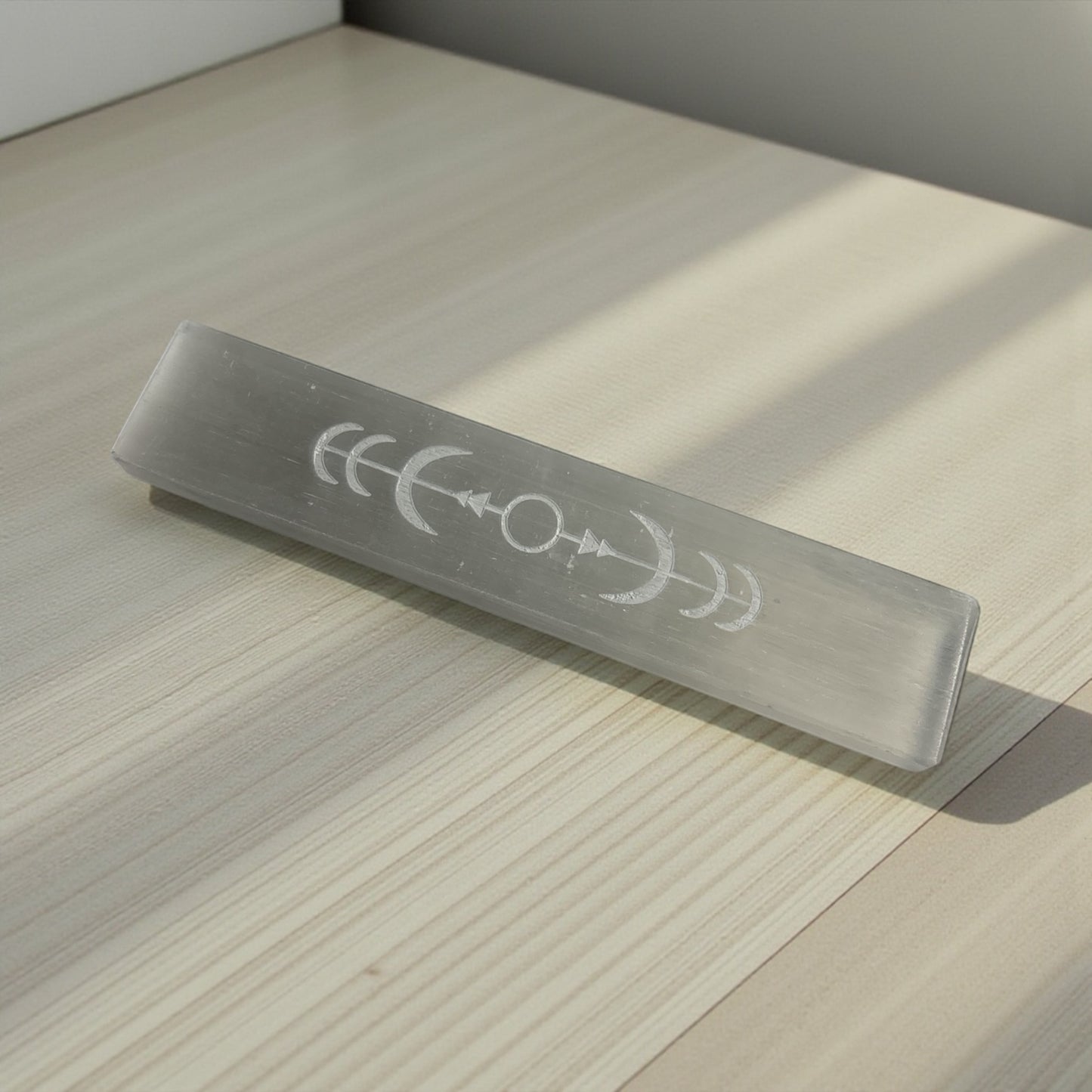 Selenite Strip with 7 Phases of the Moon