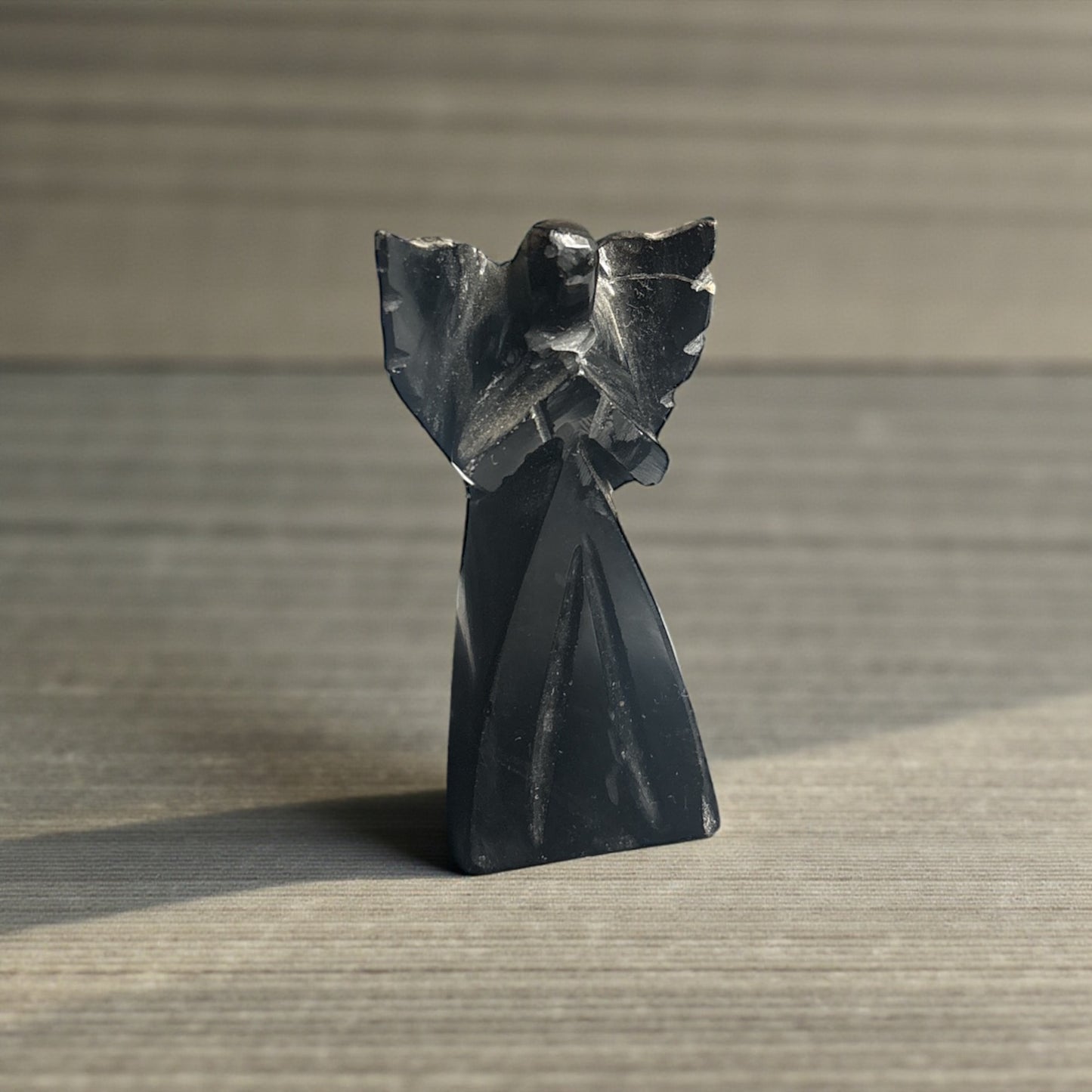Black Agate Angel – Open Wings (2.5 Inch)