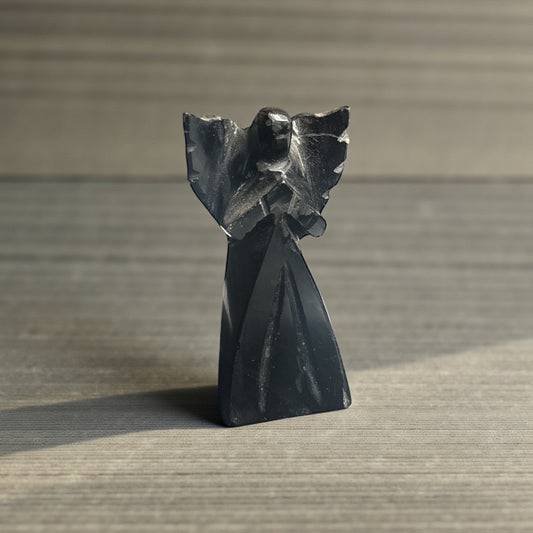 Black Agate Angel – Open Wings (2.5 Inch)