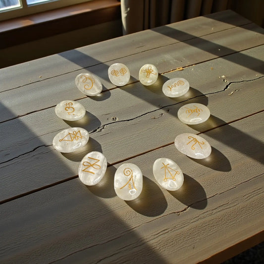 Karuna Symbol Stones – Clear Quartz (Engraved) - Soulara Life