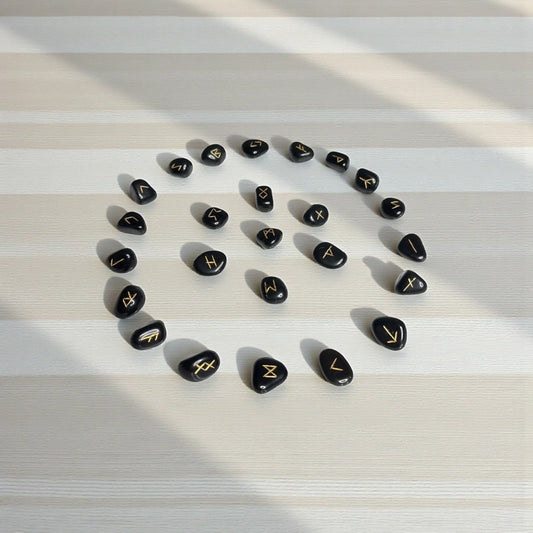 Rune Symbol Stones – Black Agate (Engraved) Set - Soulara Life