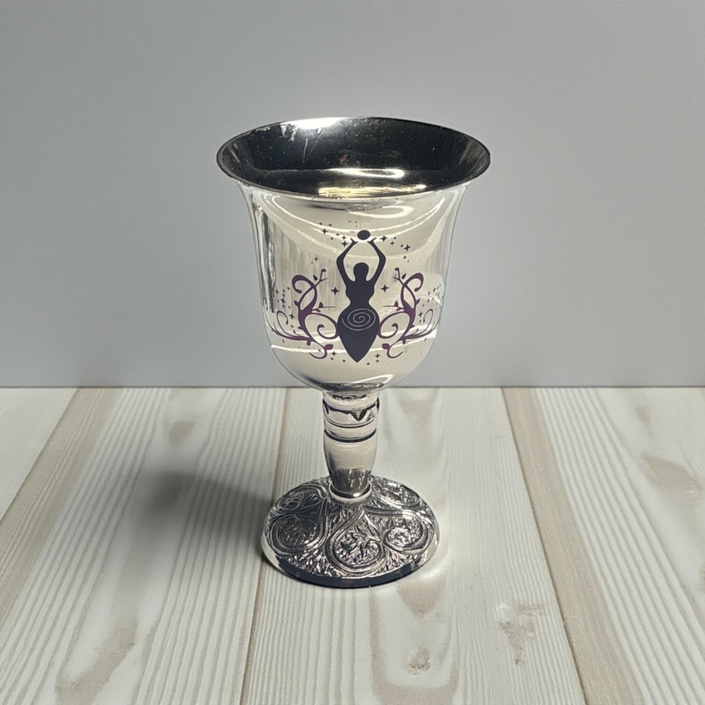 Angel Engraved Brass Chalice