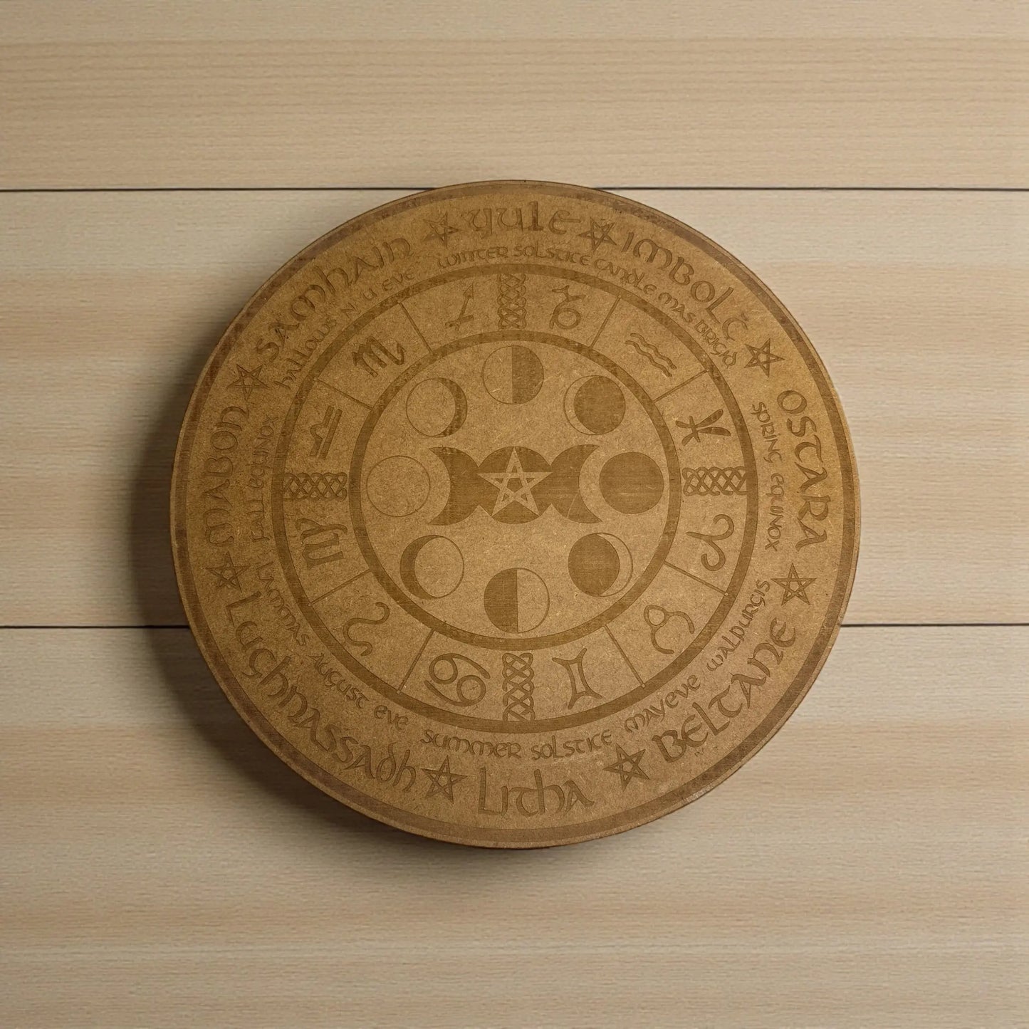 Wooden Phases of the Moon Crystal Grid Board - Soulara Life