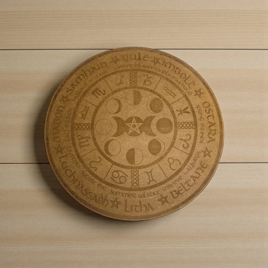 Wooden Phases of the Moon Crystal Grid Board - Soulara Life