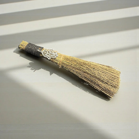 Wiccan Magic Broom with Hamsa Charm - Soulara Life
