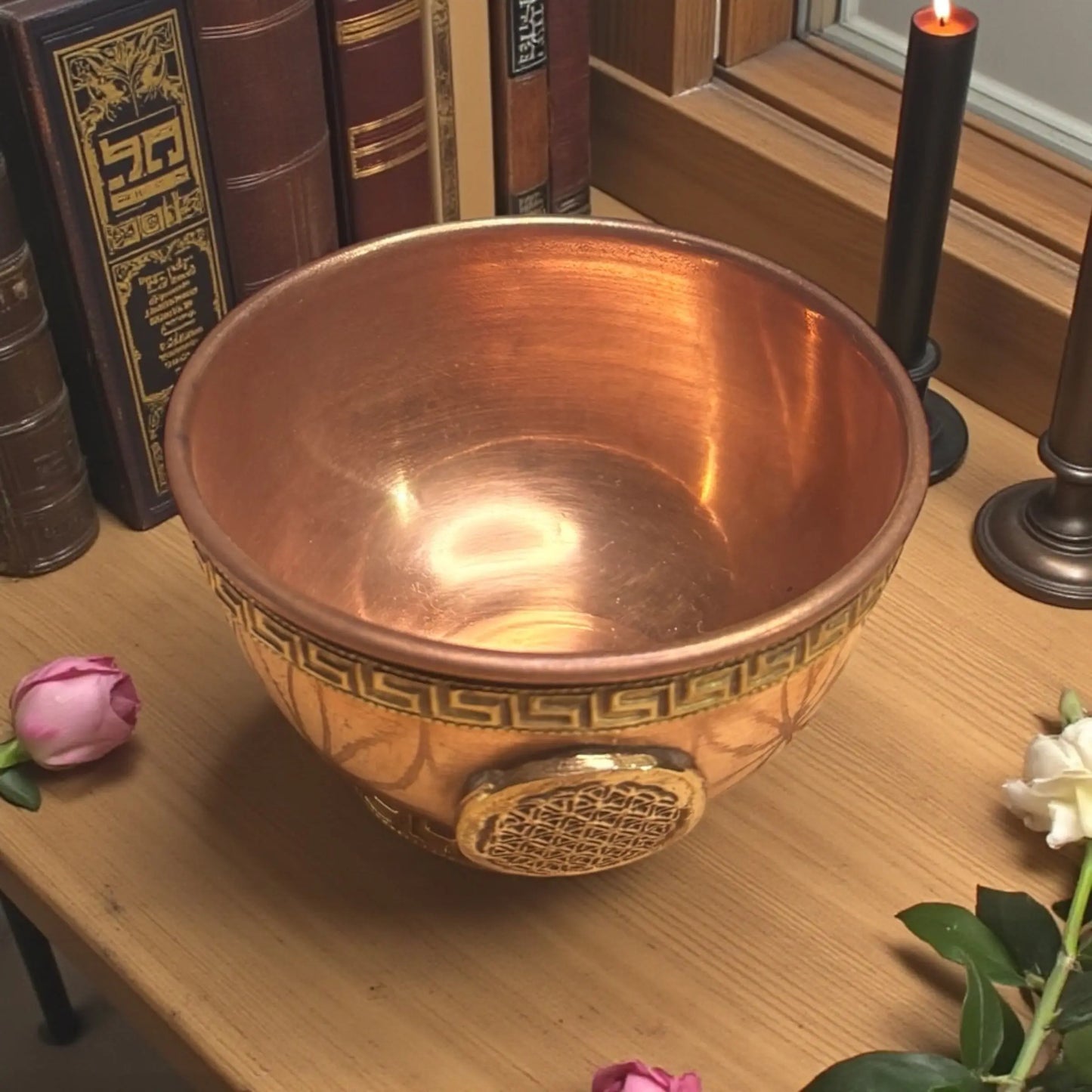 Tibetan Copper Offering Bowl – Flower of Life - Soulara Life