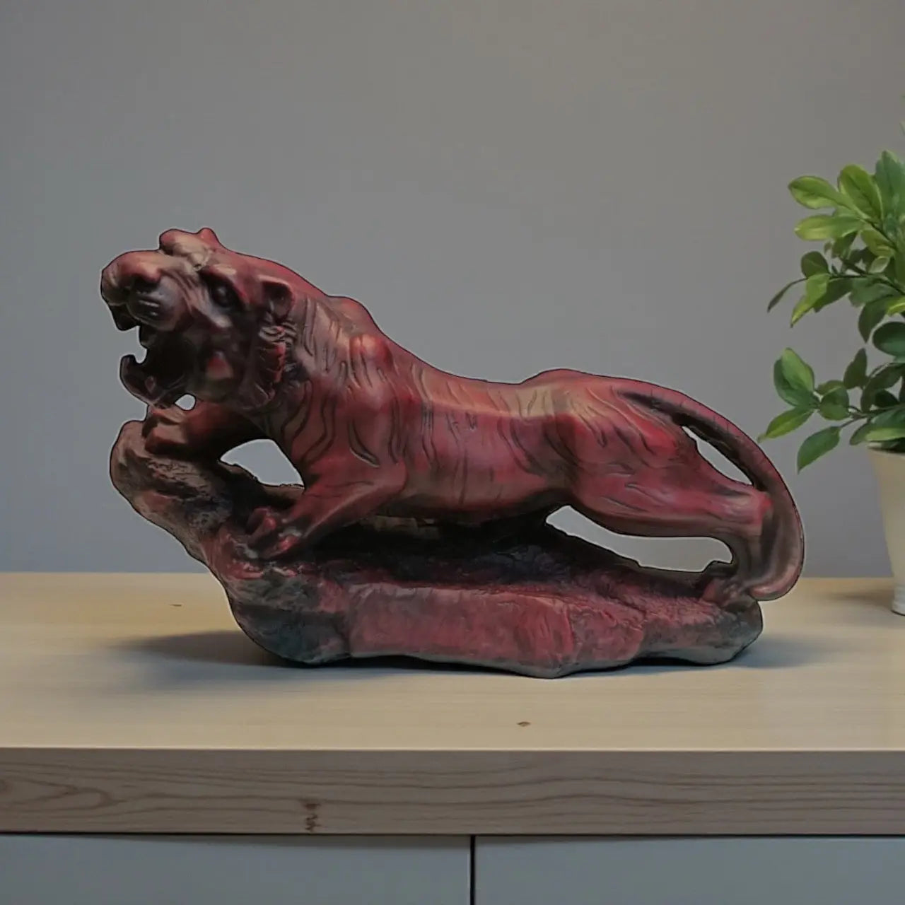 Statue Red Jaguar Decorative Showpiece