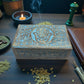Blue Wooden Protection Magic Box Hamsa Symbol Engraved