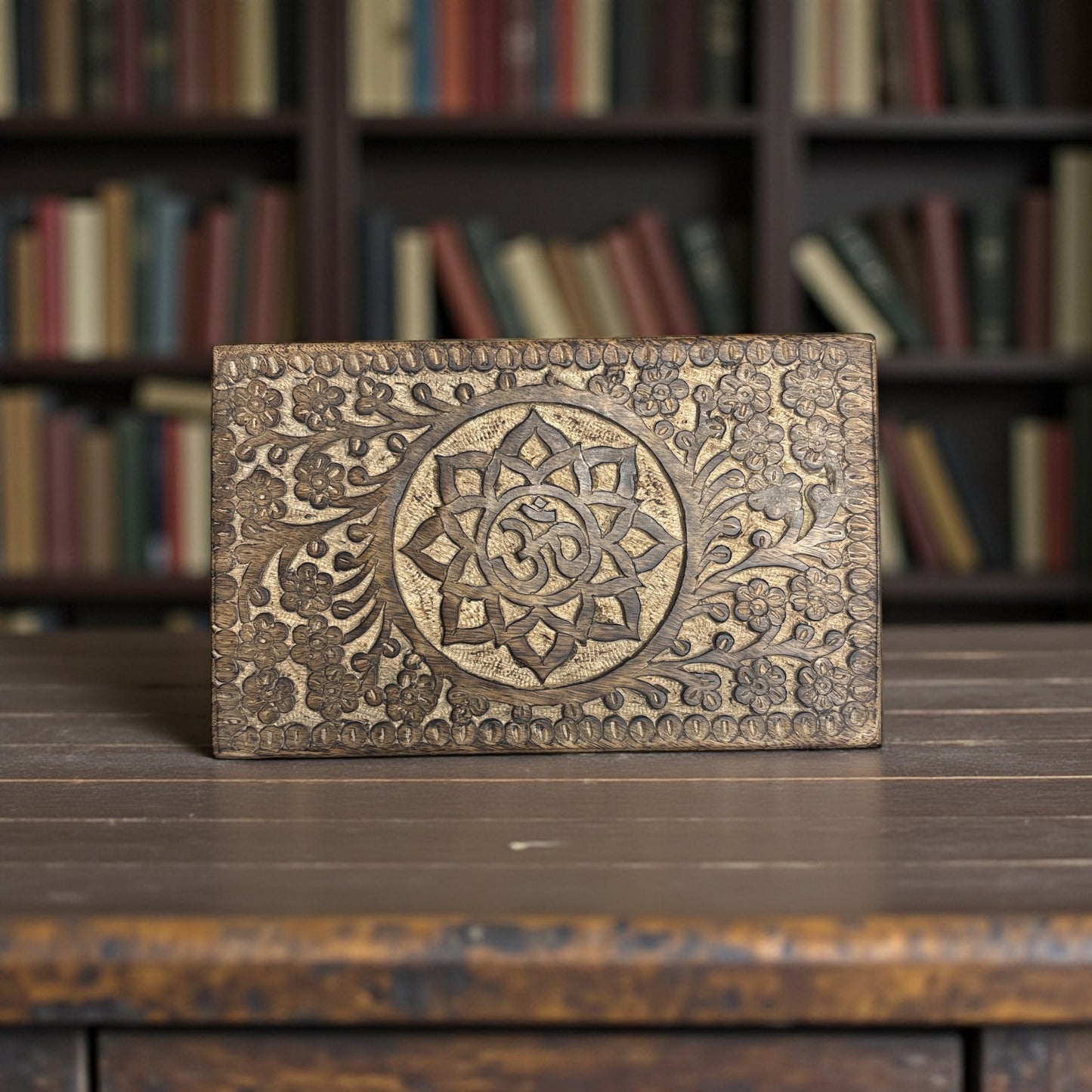 Wooden Chakra Balancing Magic Box Om Symbol Engraved