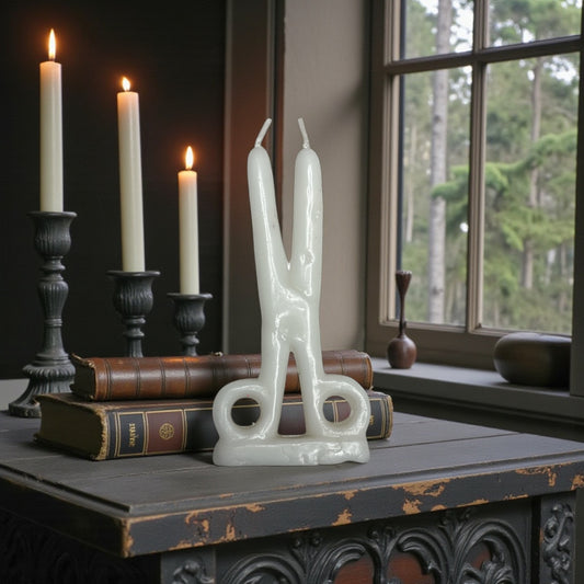 White Scissor Spell Candle