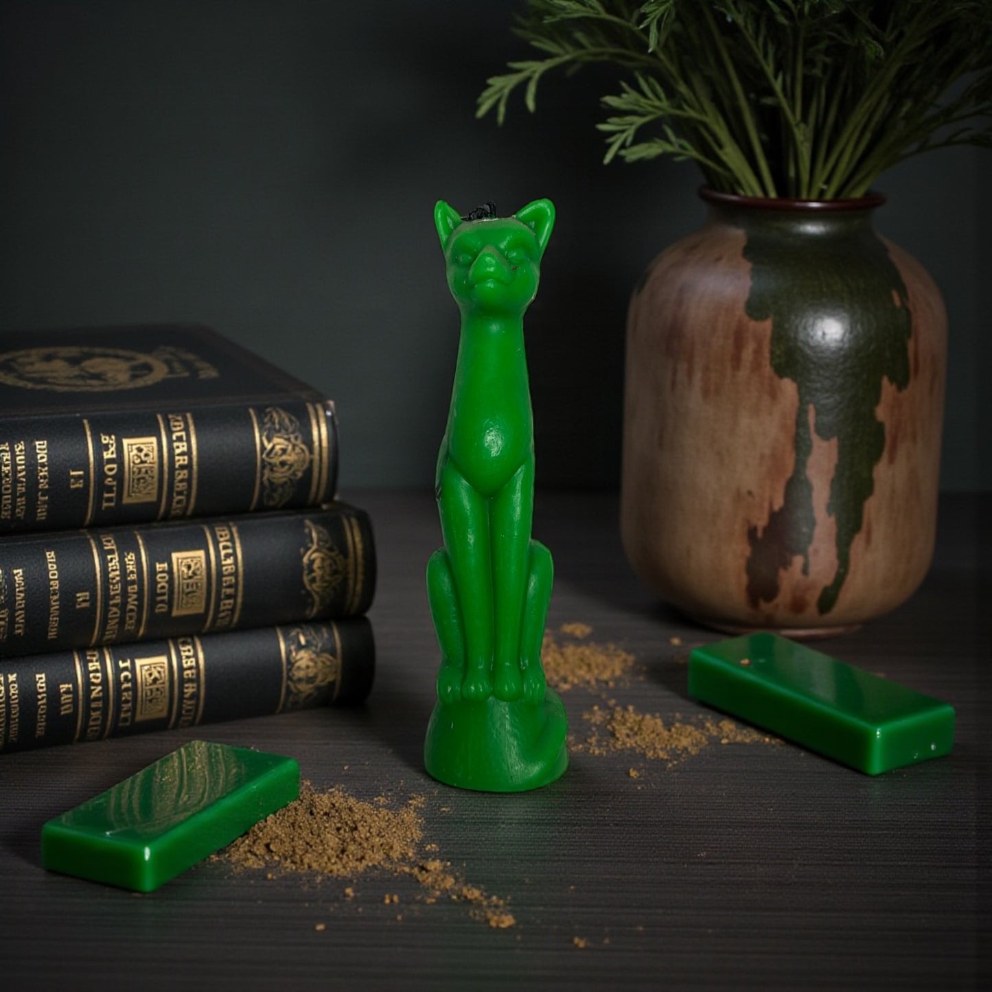 Green Cat Spell Candle