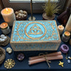 Transformation Magic Box Triquetra Engraved Blue Wooden