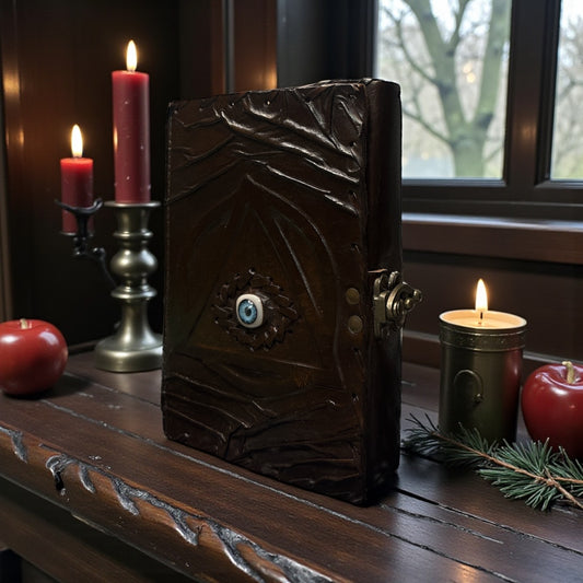 Evil Eye Handmade leather  Journal – Deckle Paper -200 Pages