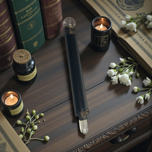 Black Tourmaline Healing Stick with Clear Quartz Point