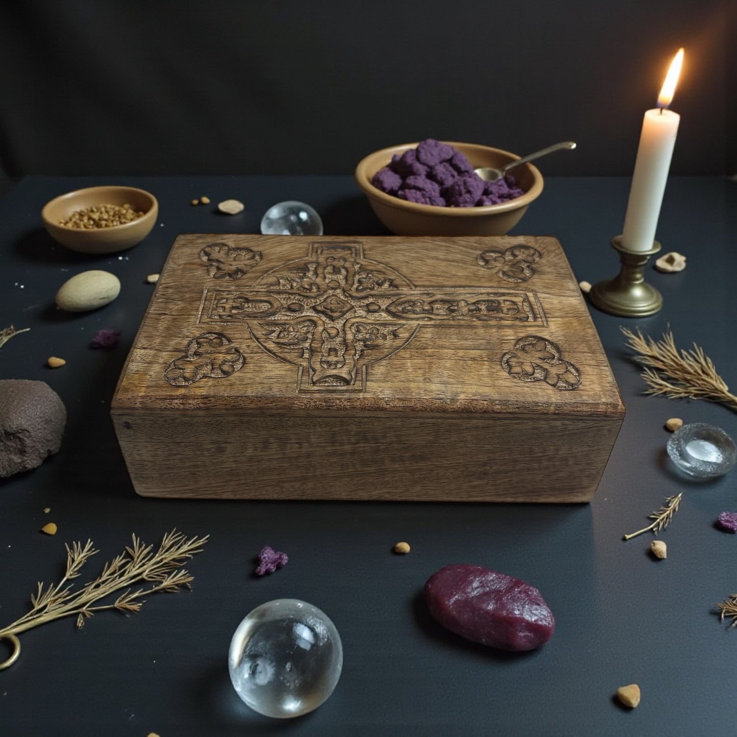Wooden Magic Box – Cross Engraved
