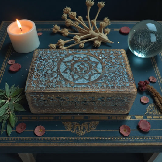 Wooden Blue Magic Box – OM Engraved