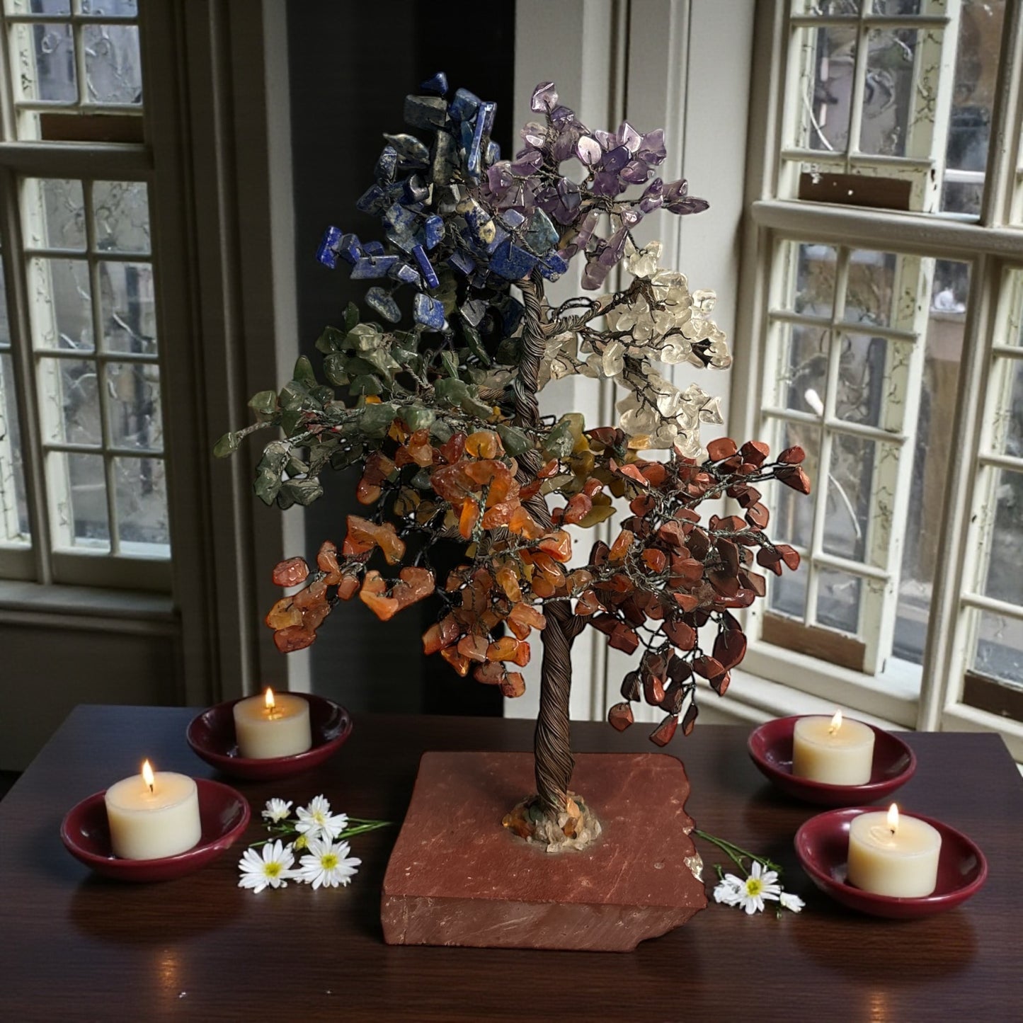 7 Chakra With Red Jasper Crystal Tree