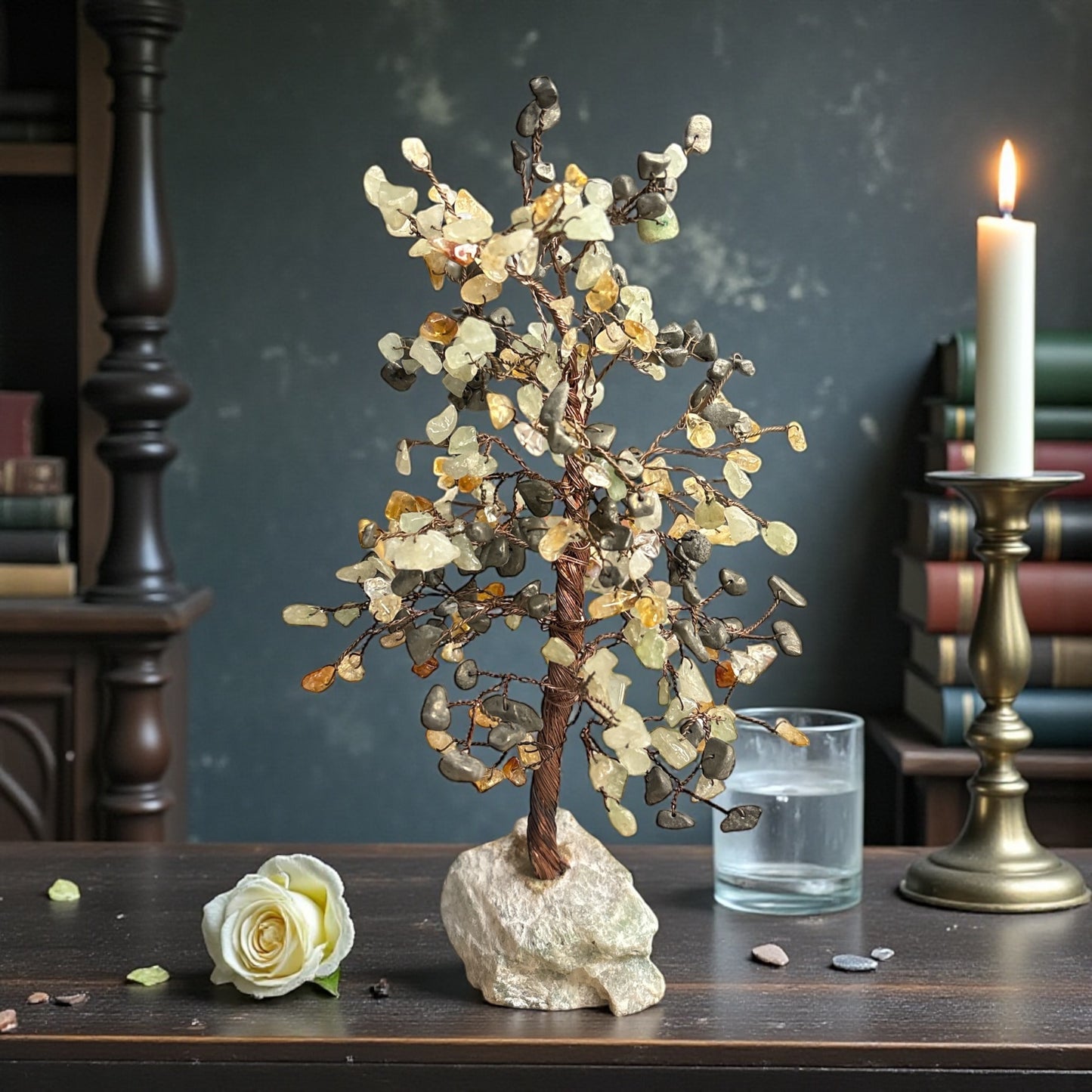 Green Aventurine, Pyrite & Citrine Crystal Tree