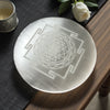 Selenite Shree Yantra Square Plate