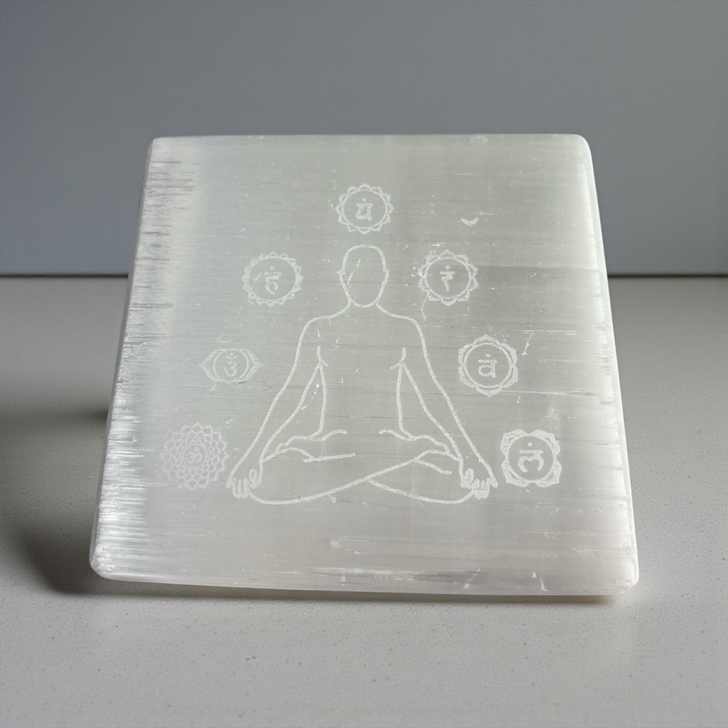 Selenite 7 Chakra Square Plate
