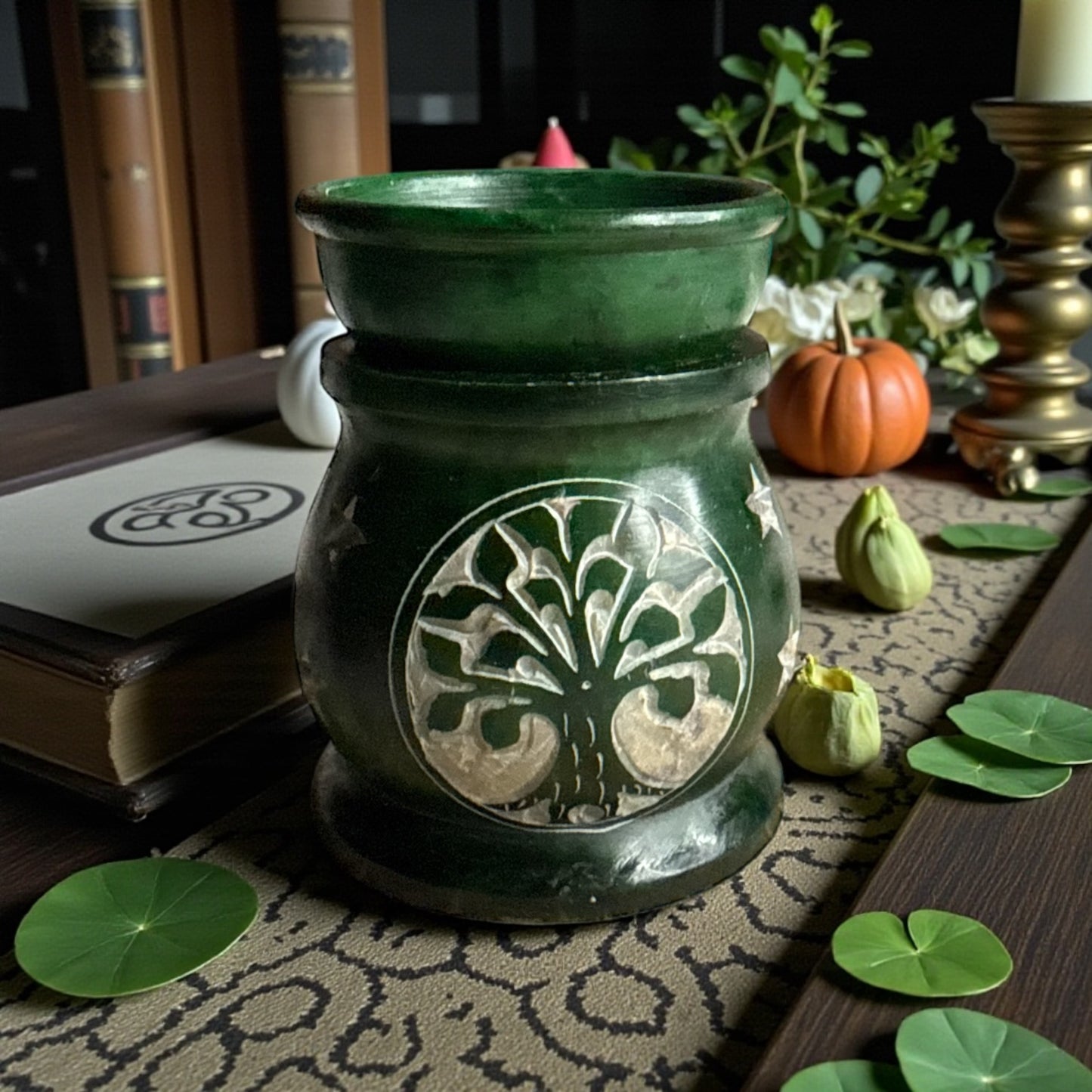 Soapstone Oil Burner – Tree of Life Design