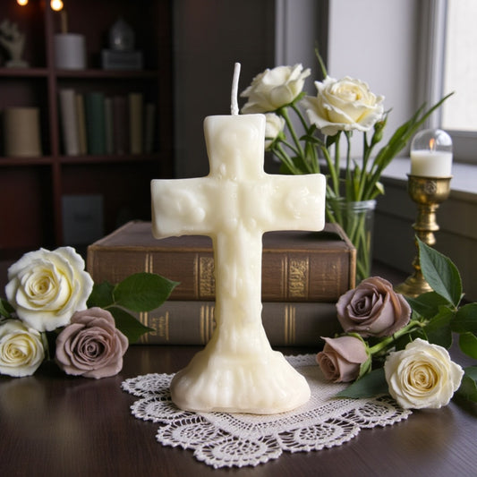 White Cross Candle