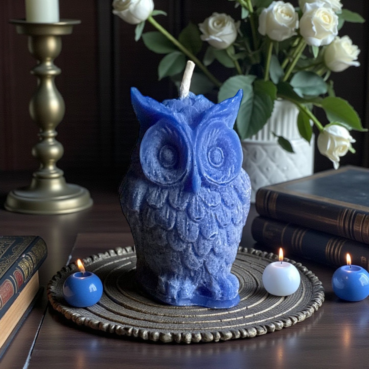 Blue Owl Candle
