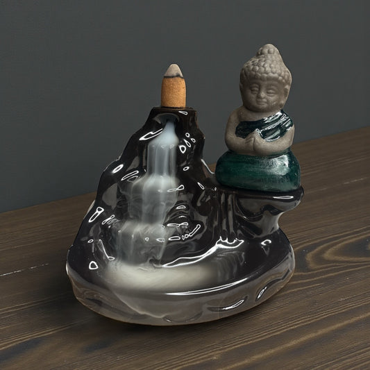 Ceramic Waterfall Buddha Backflow Incense Burner