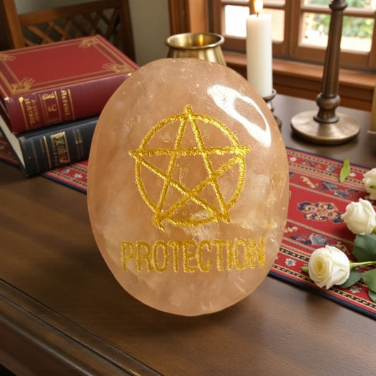 Zibu Symbol Palm Stone – Protection Symbol Engraved on Sunstone