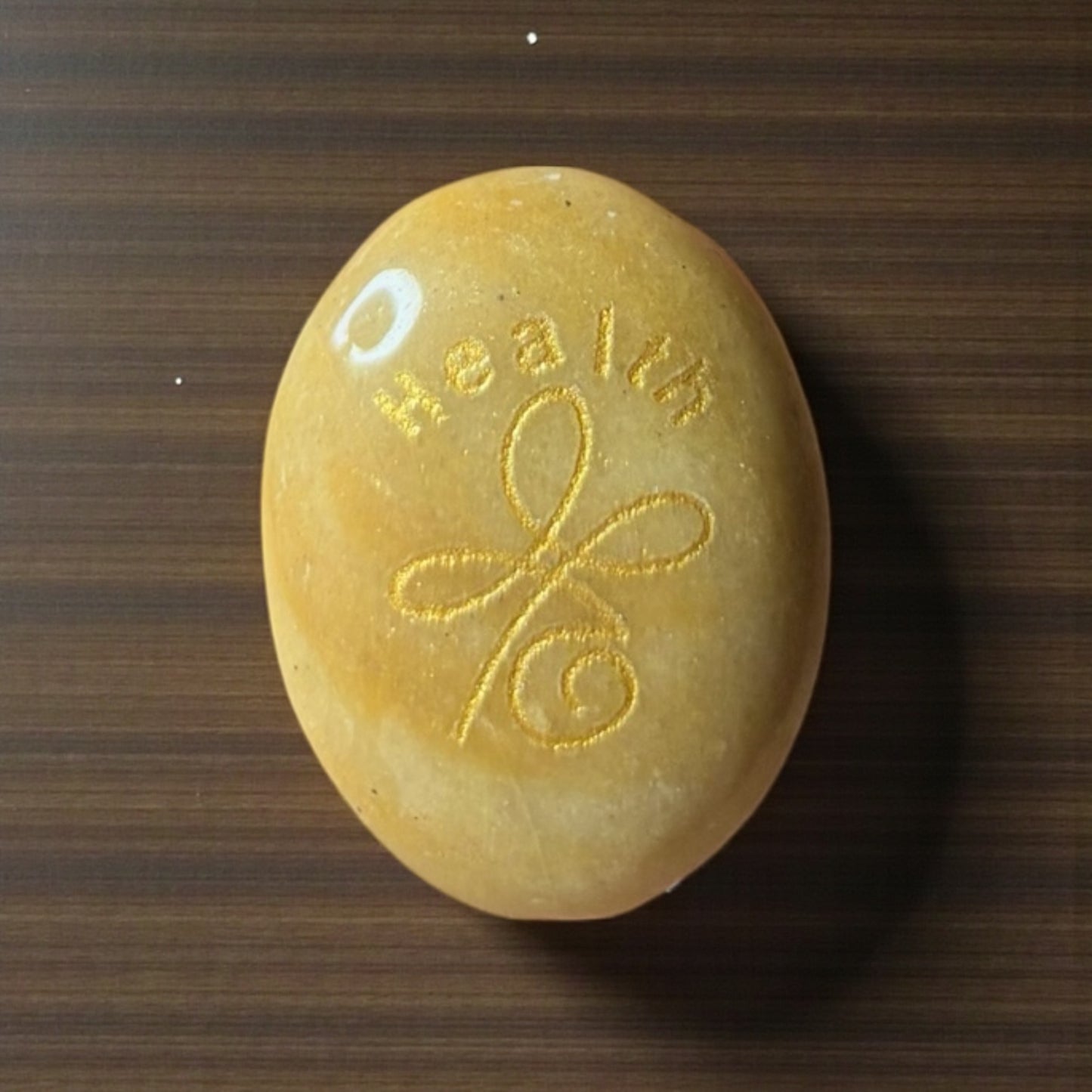 Zibu Symbol Palm Stone – Health Symbol Engraved on Citrine