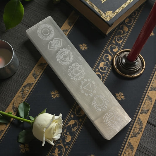 Selenite Strips with 7 Chakra Symbols